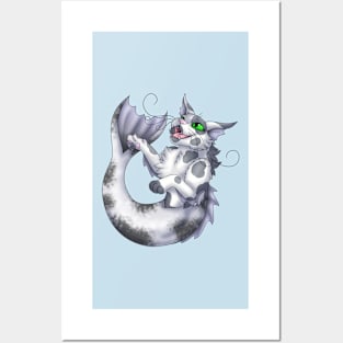 Purrmaid: Grey Bicolor Posters and Art